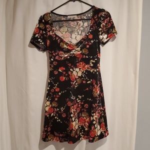 Velvet dark floral mini dress
